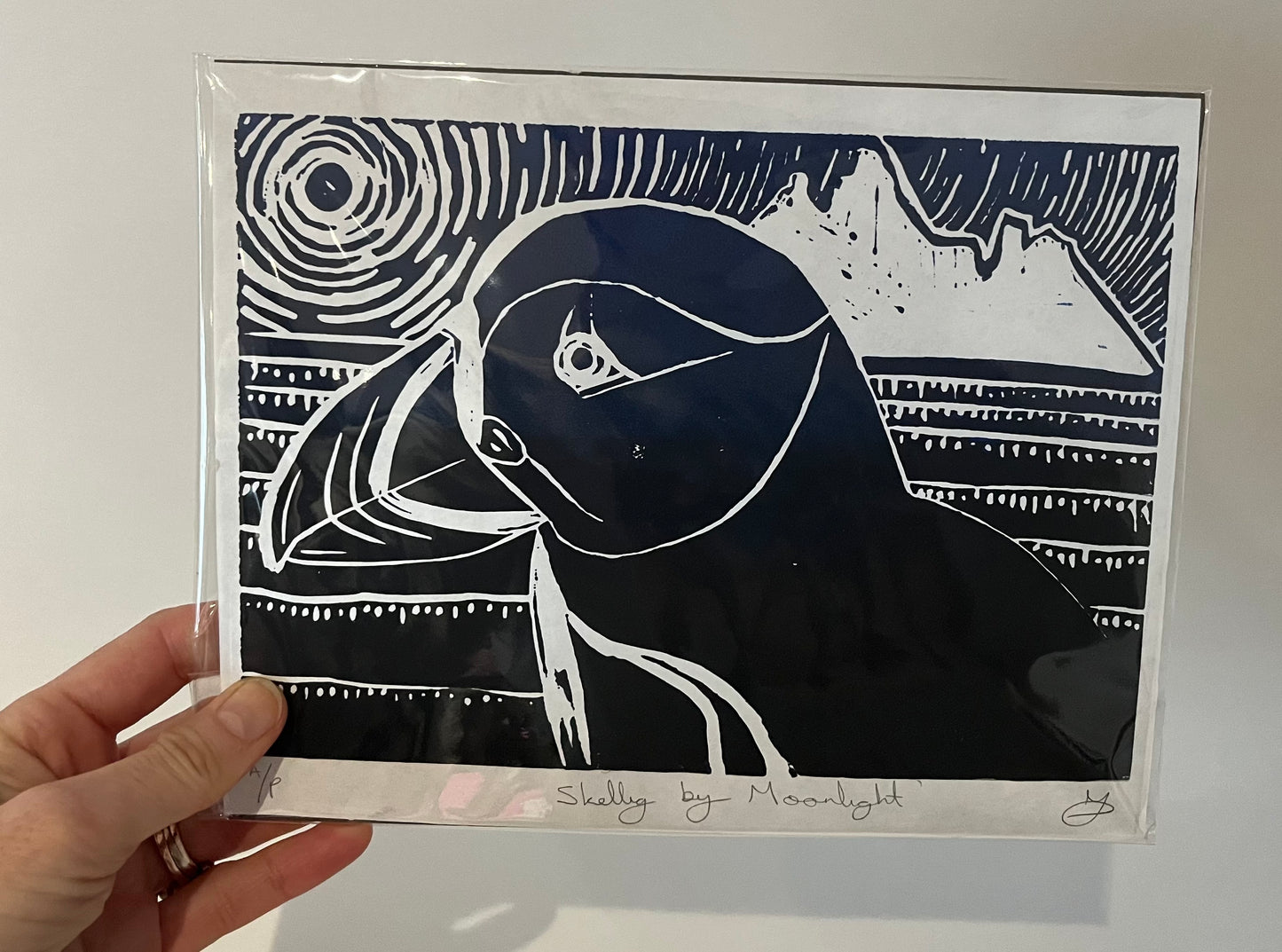 ‘Skellig by Moonlight’ lino print